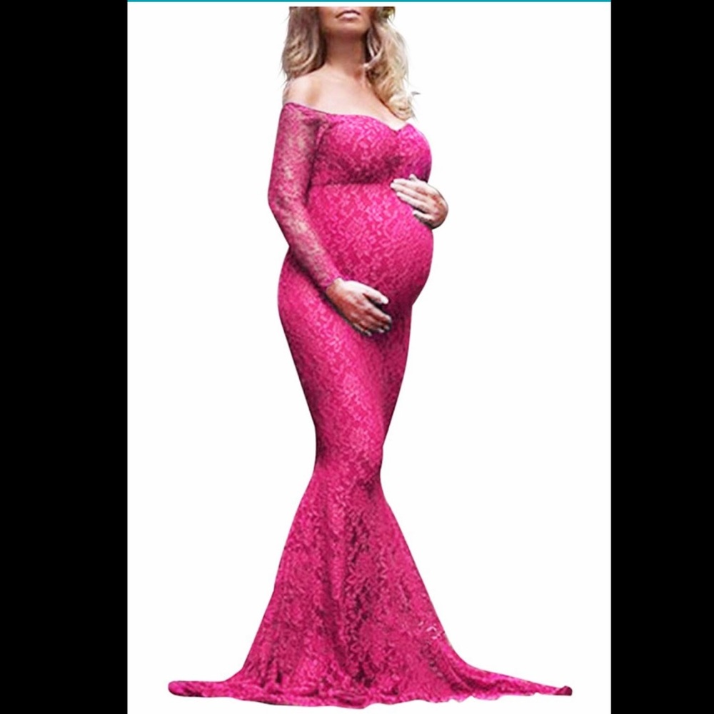 Pink Lace maternity dress